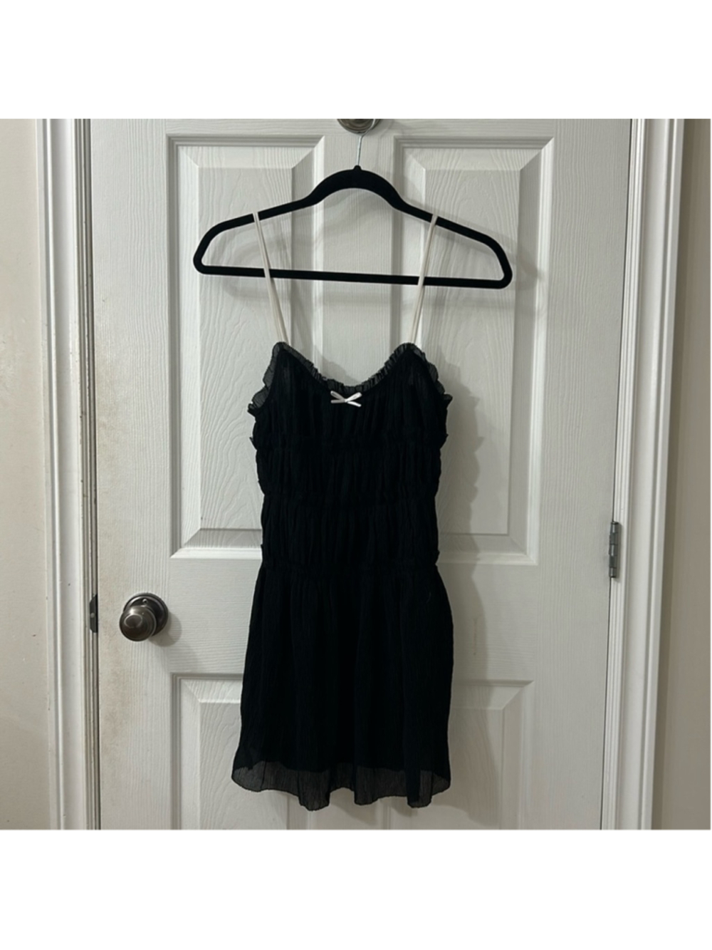 Zara dress size extra small black with white straps and bow mini dress in